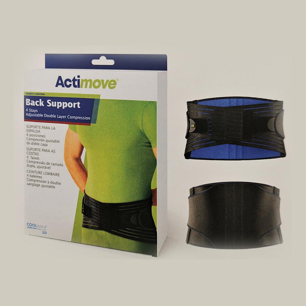 Actimove Back Support, 4 Stays - Adjustable Double Layer Compression